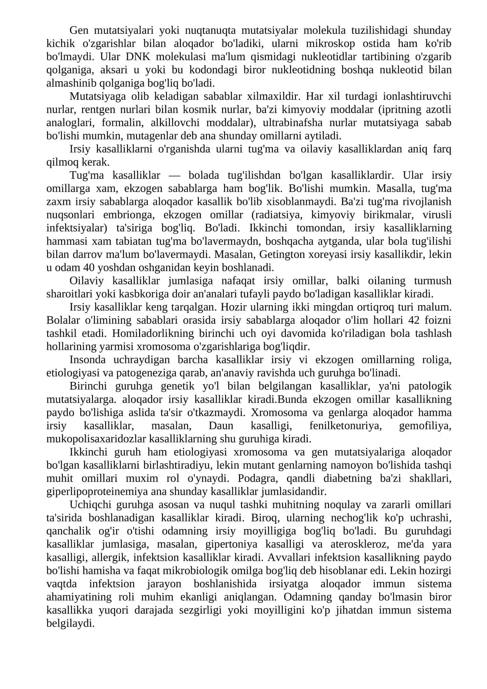 Irsiyat. Irsiy kasalliklar 3