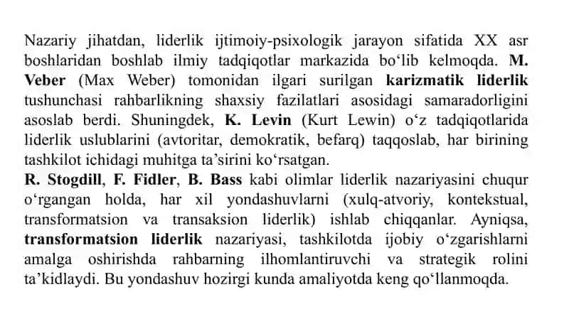 Liderning boshqaruv mexanizmlari diagnostikasi. 3