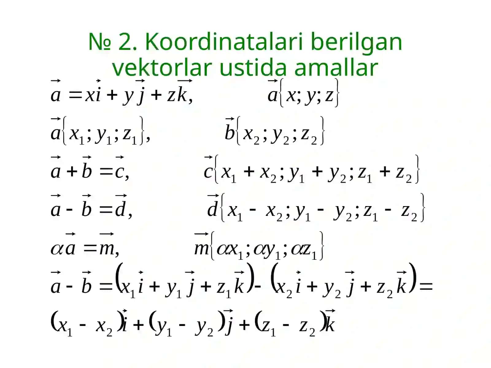 Vektorlar ustida amallar 3