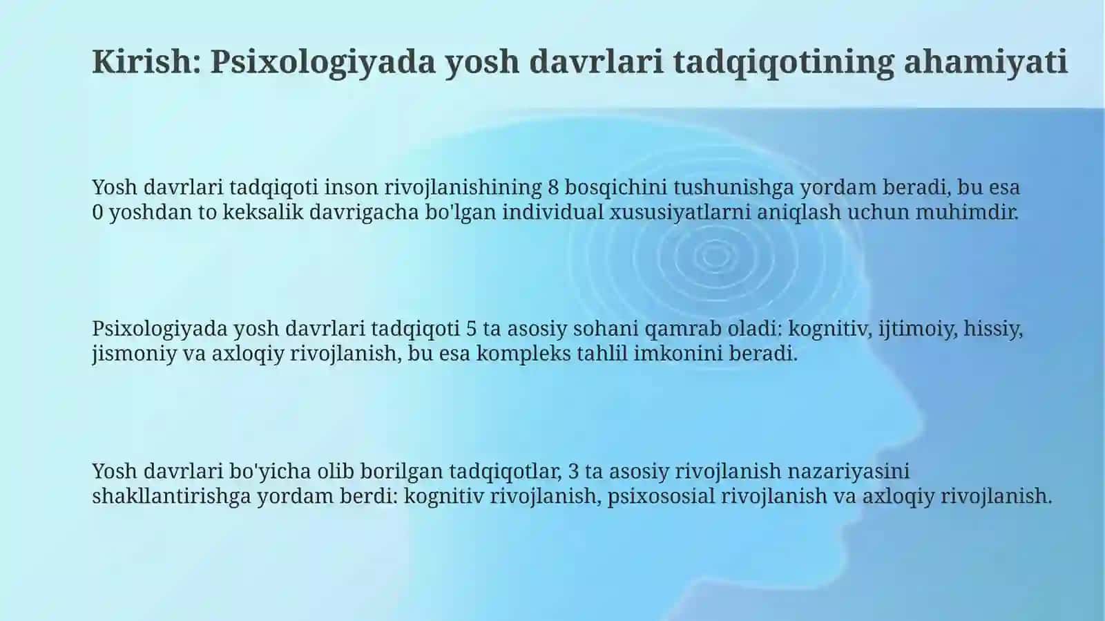 Yosh davrlarini o'rganish 3