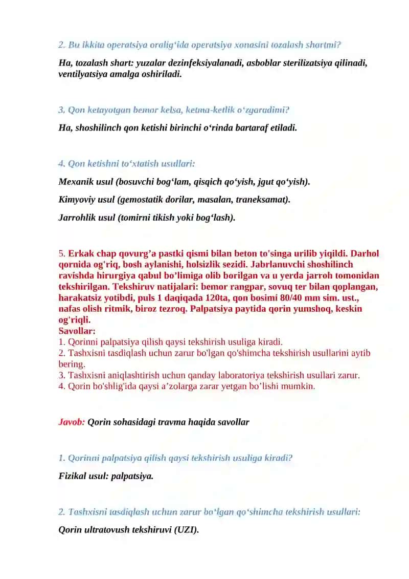 Yiringli jarohat va antiseptika haqida savollar 3