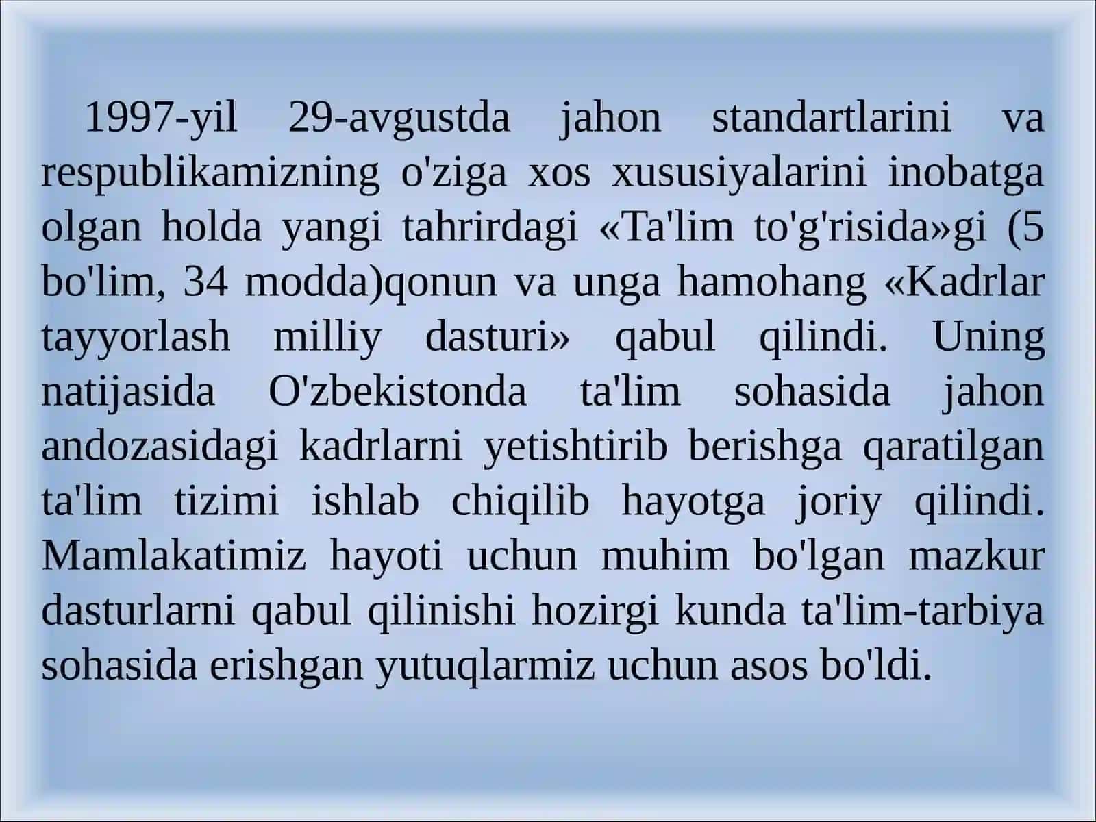 mustaqil Oʻzbekiaton talim tizimi 3