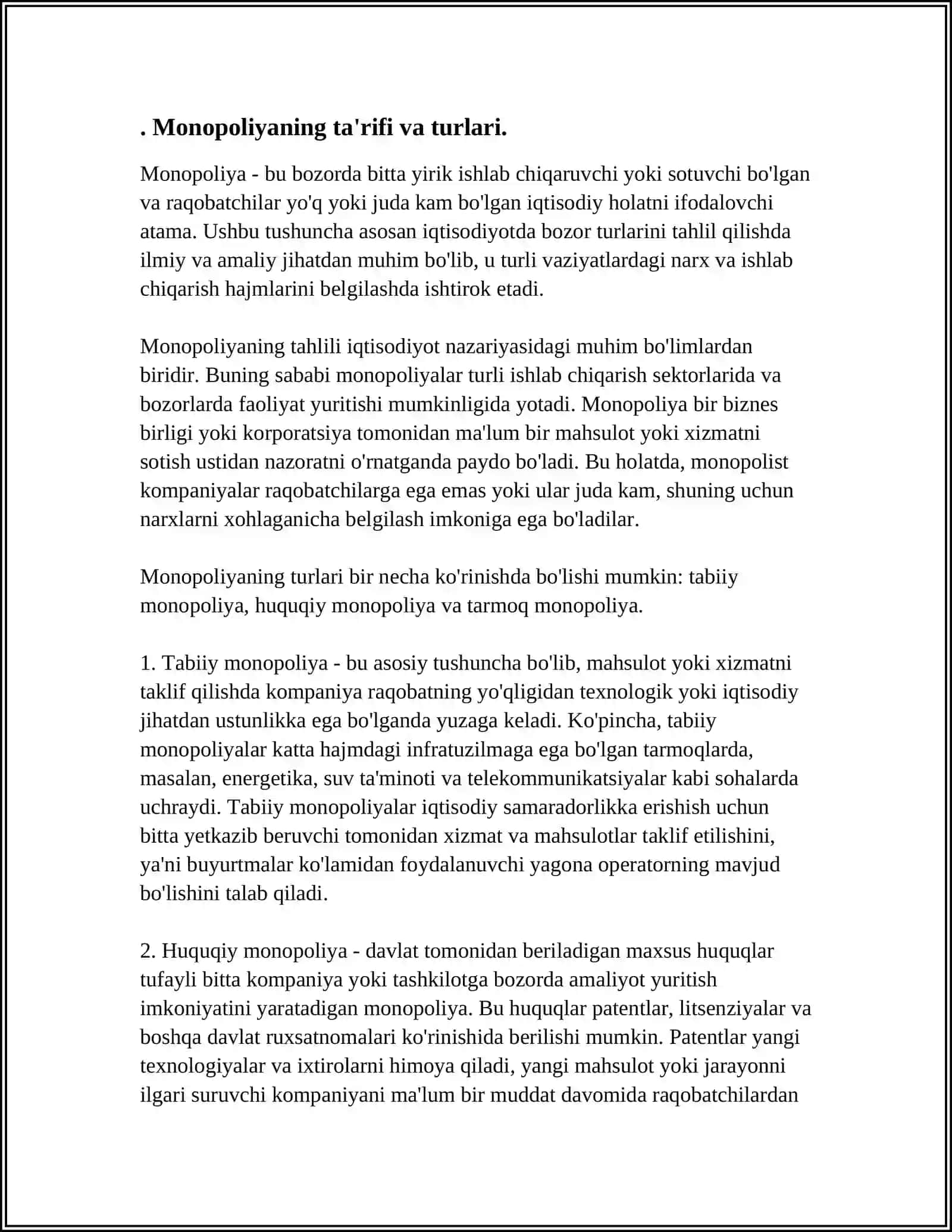 O'zbekiston Iqtisodiyotidagi Yirik Manopoliyalar 3