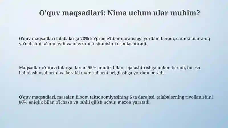 O'quv maqsadlari: Nima uchun ular muhim? 3