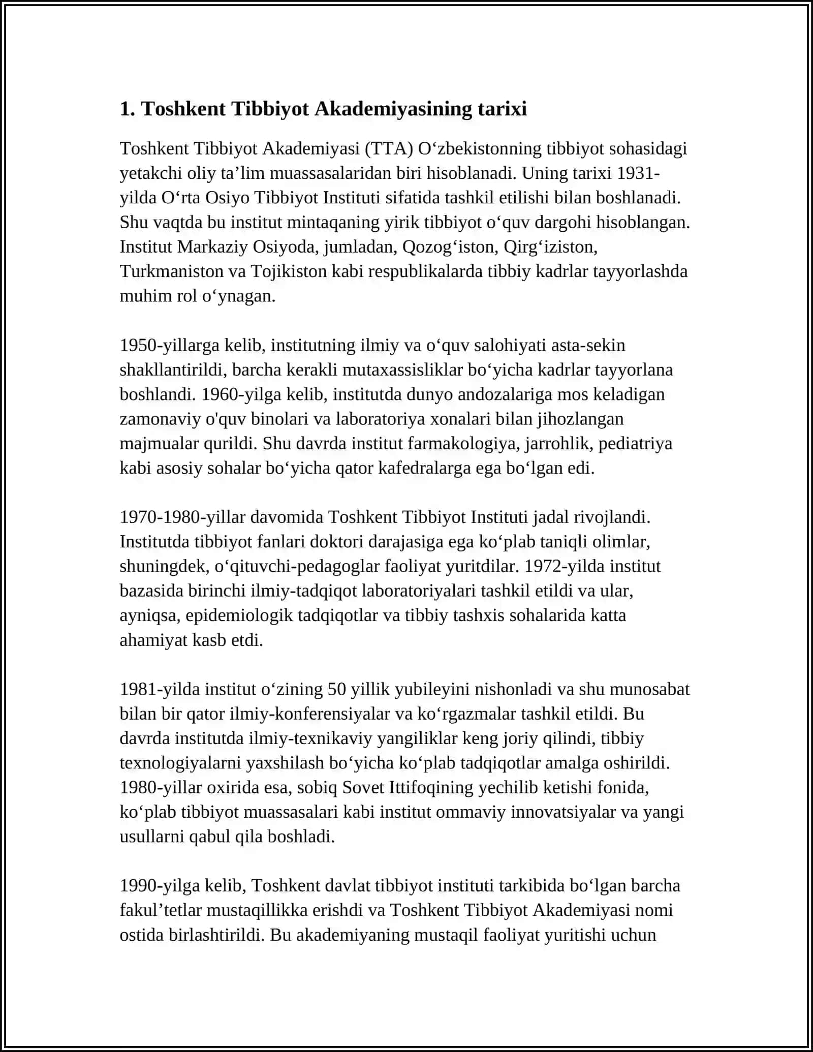 Toshkent Tibbiyot Akademiyasi Tarixi 3