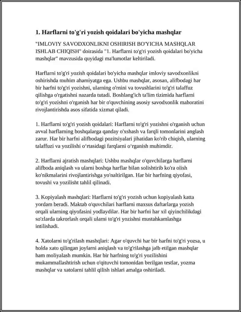 IMLOVIY SAVODXONLIKNI OSHIRISH BO'YICHA MASHQLAR ISHLAB CHIQISH 3