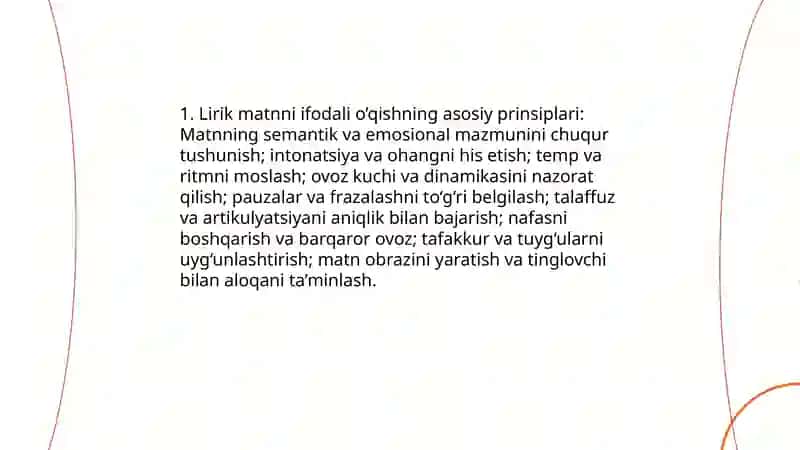 Lirik va dramatik turdagi asarlarni ifodali o’qish 3