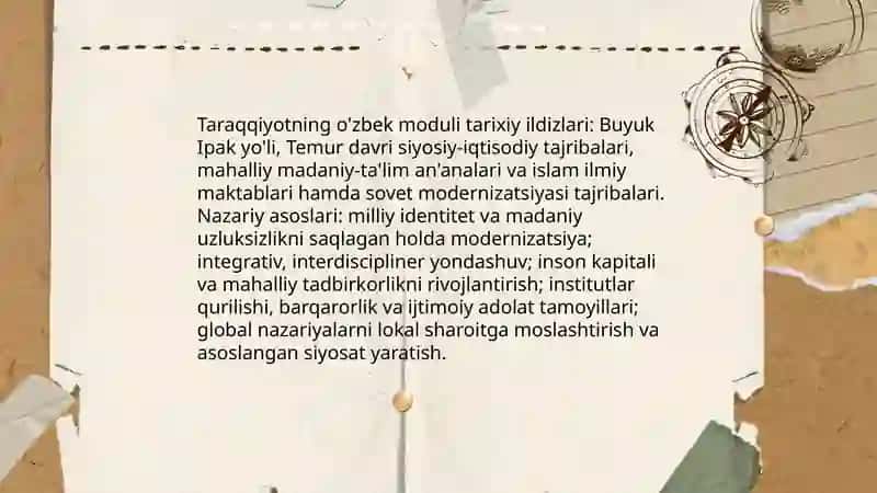 Taraqqiyotning o'zbek moduli 3