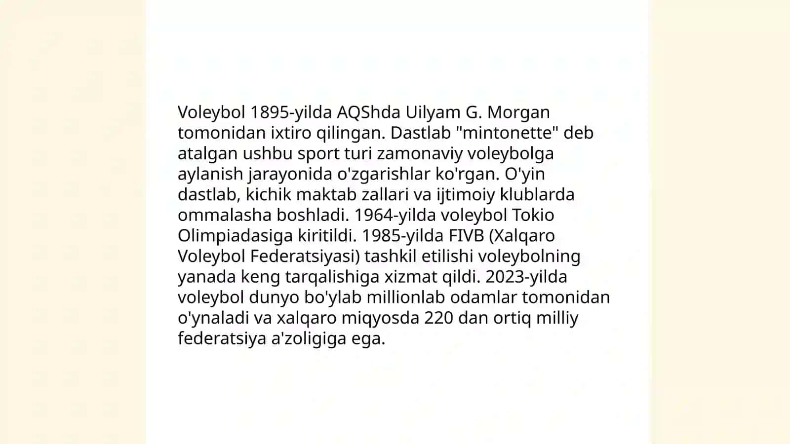 Voleybol sport turi rivojlanishi va tarixi 3
