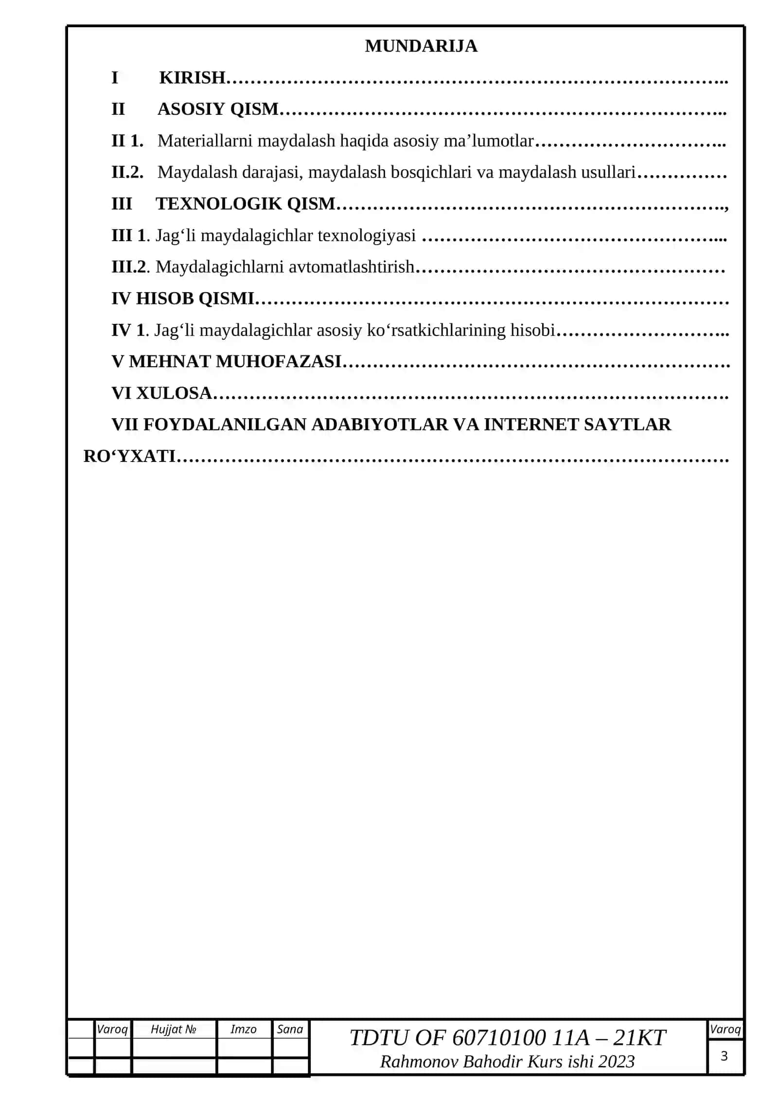 KURS LOYIHASI JAGʻLI MAYDALAGICH HISOBI 3