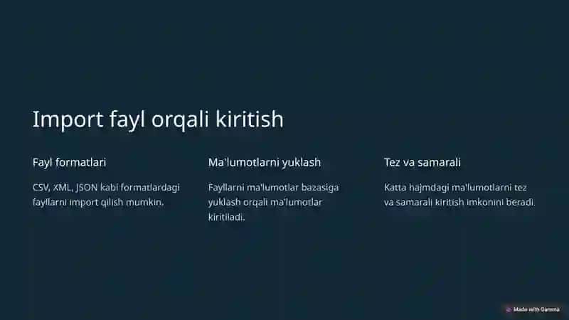SQL jadvaliga ma'lumotlarni kiritish usullari 3