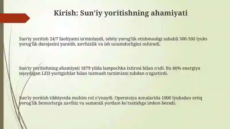 Sun'iy yoritishning ahamiyati 3