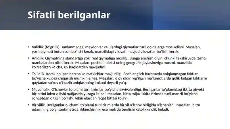 Berilganlarga dastlabki ishlov berish texnologiyalari 3