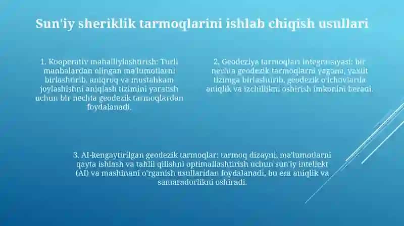 Sun'iy qo'shni geodezik tarmoqlar 3