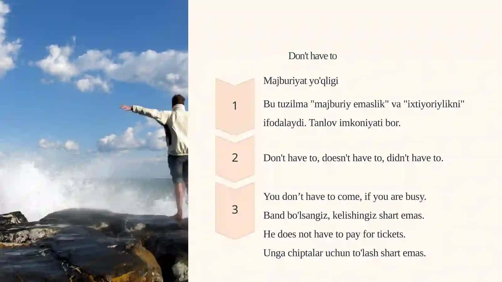 Modal fe'llar: Have to va don't have to 3