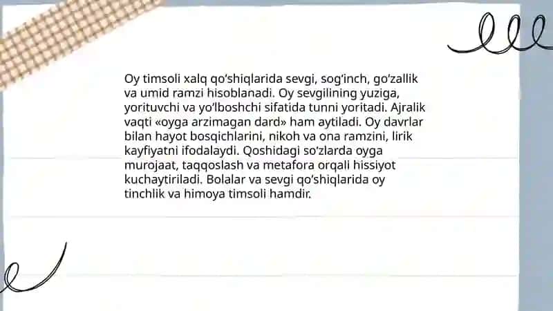 Oy timsoli xalq qoʻshiqlarida 3