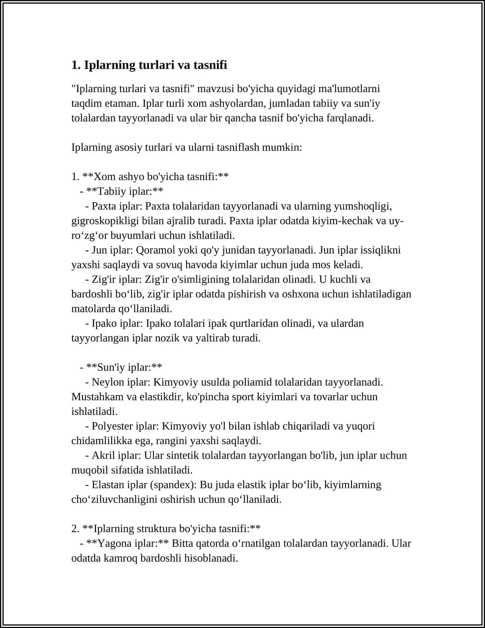 IP VA UNING TURLARI HAQIDA.TABIIY VA SUN'IY IPLARNING XUZIZIYATLARI 3