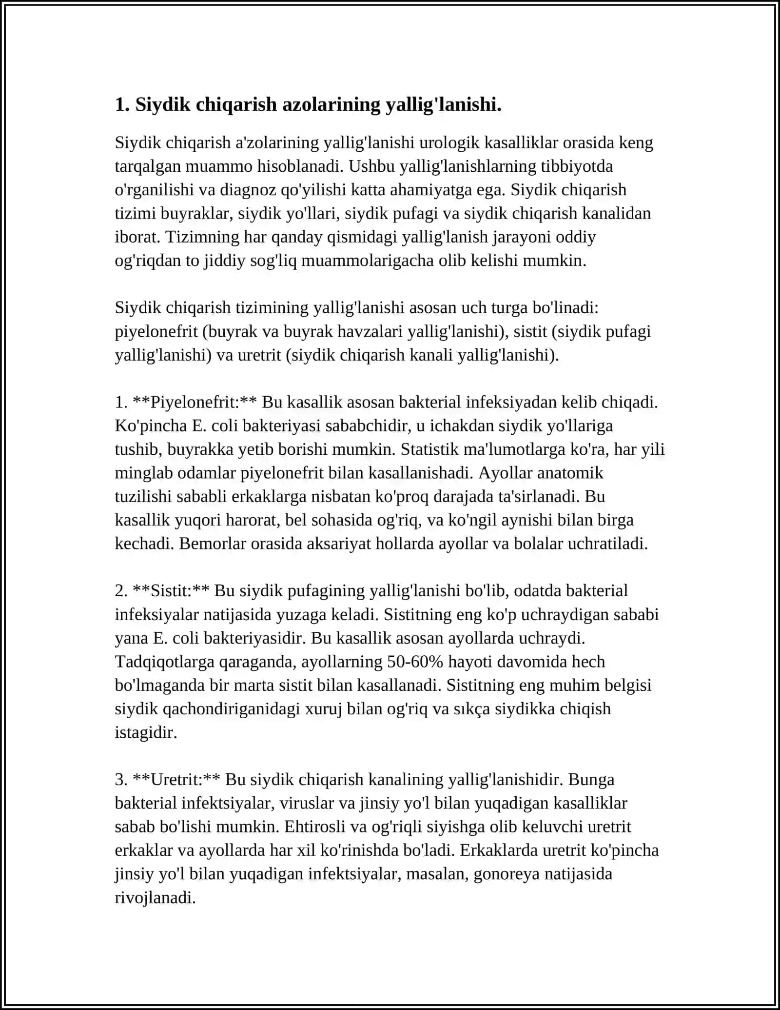 SIYDIK CHIQARISH AZOLARI MUAMMOLARI 3