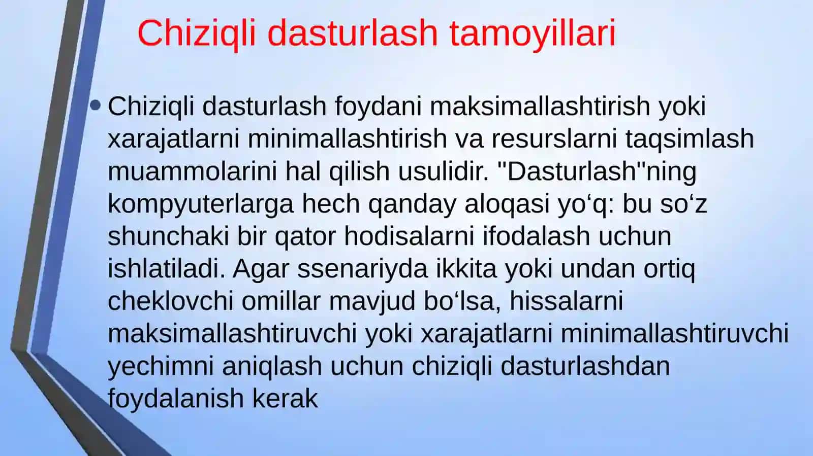 Cheklovchi O'qitish Tahlili 3