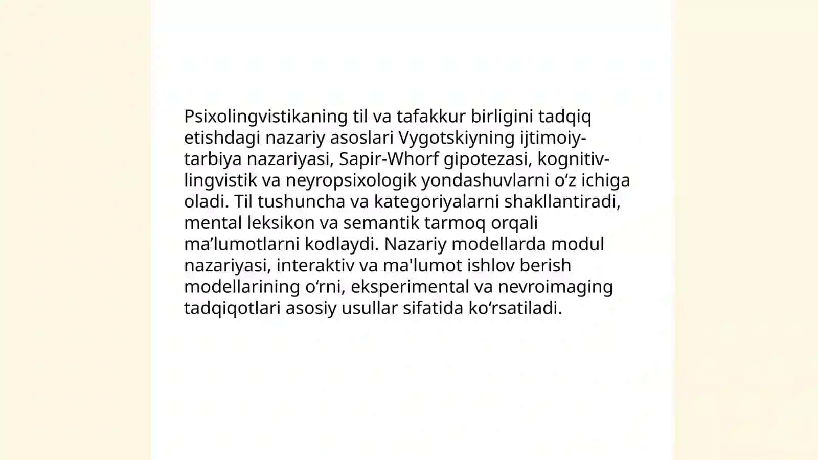 Psixolingvistika-til va tafakkur birligini yorituvchi soha sifatida 3