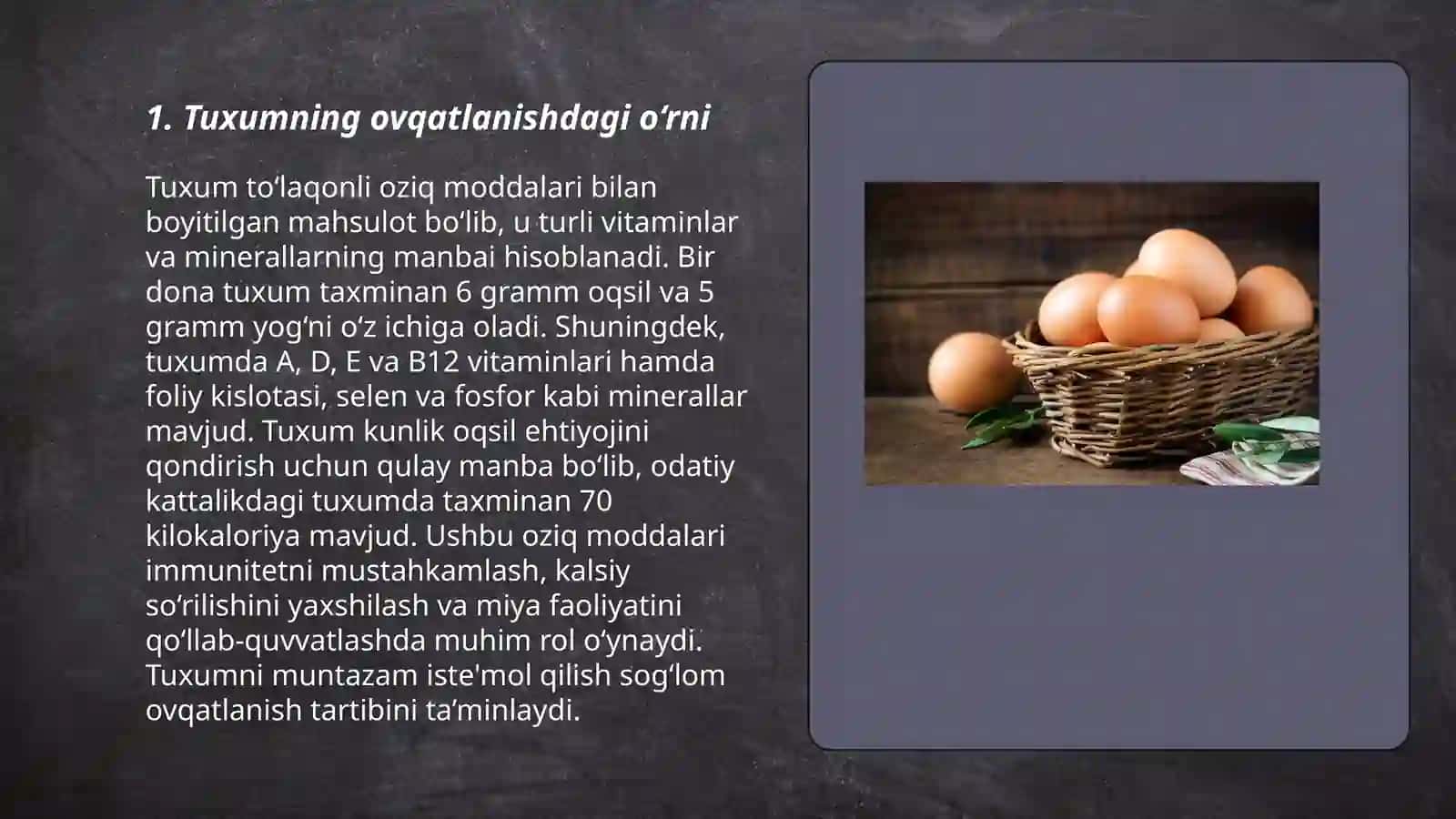 Tuxum va tuxum mahsulotlari 3