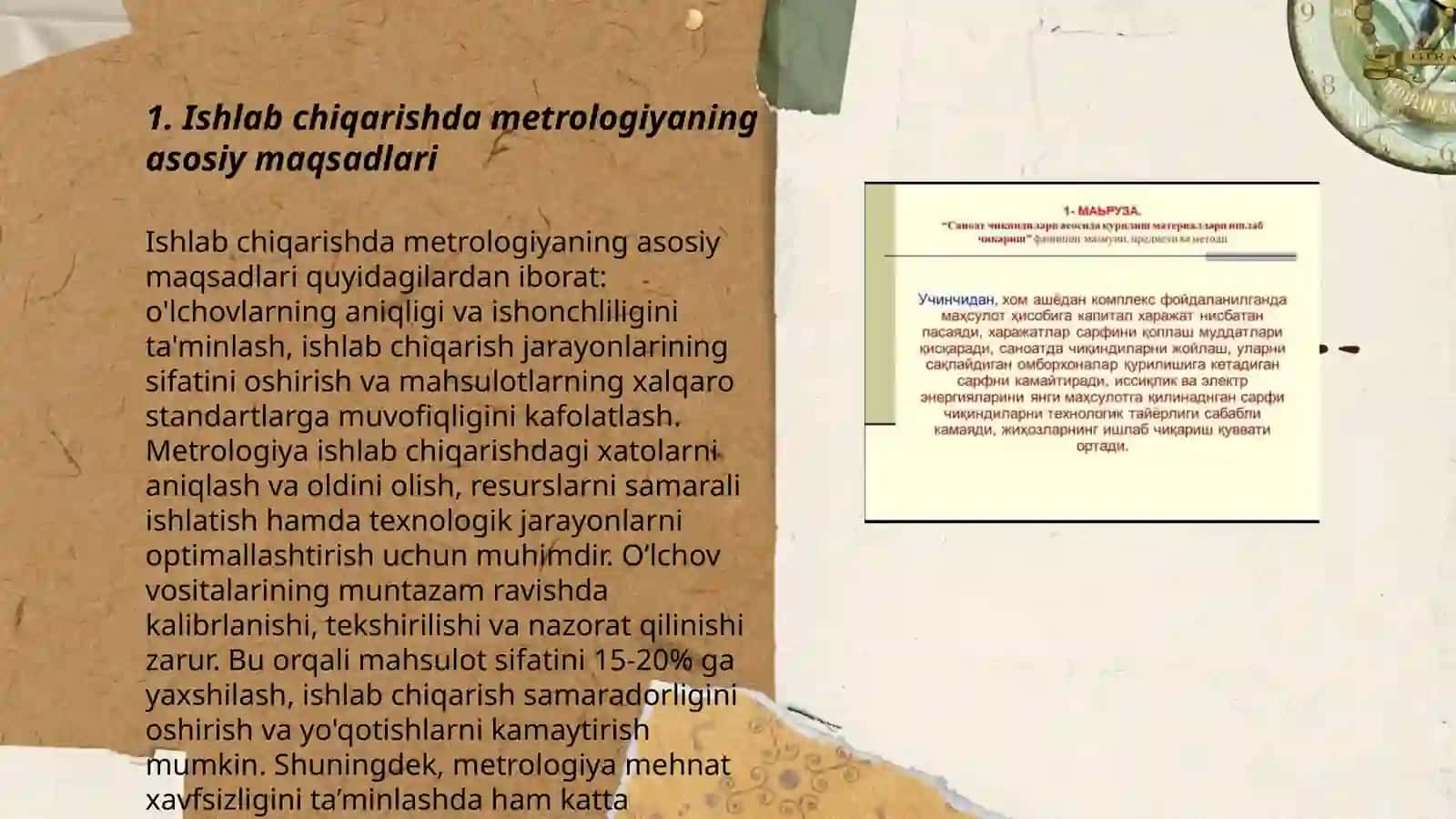 Ishlab chiqarishda metrologiyaning o'rni va ahamiyati 3