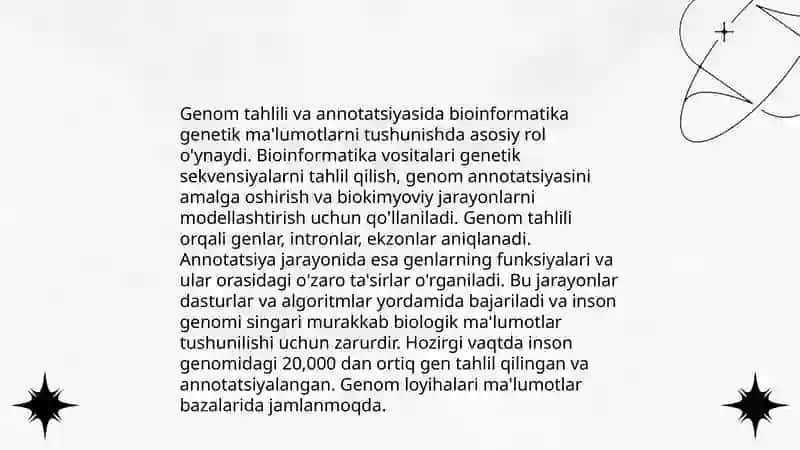 Genom tahlili va annotatsiyasida bioinformatika 3