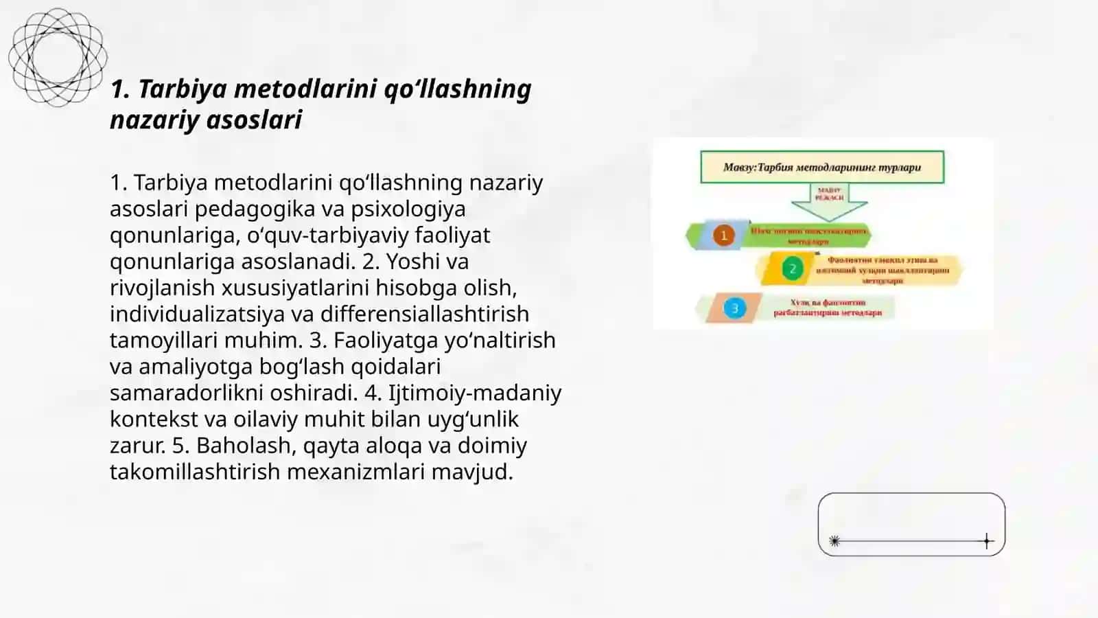 Tarbiya metodlarini qoʻllab olish shartlari 3