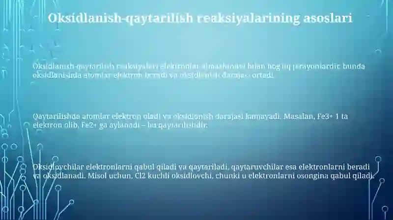 Oksidlanish-qaytarilish reaksiyalari 3
