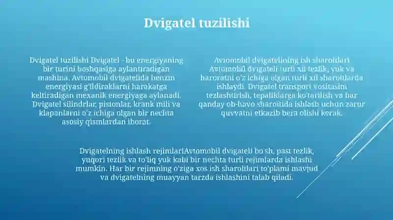 Avtomobil Dvigatellarining Ish Sharoitlari Va IshRejimlari 3