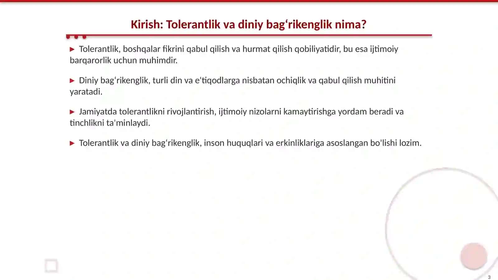 Tolerantlik va diniy bagʻrikenglik 3
