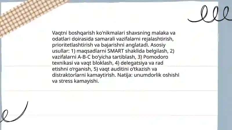 Shaxsning malaka va odatlari 3
