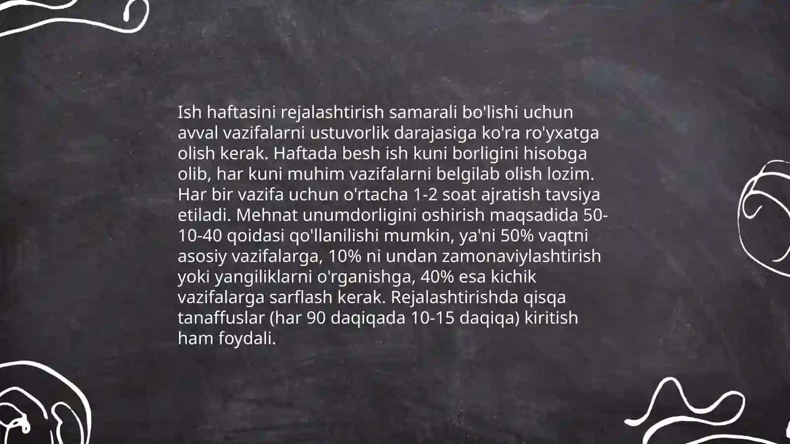Ish haftasini rejalashtirish 3