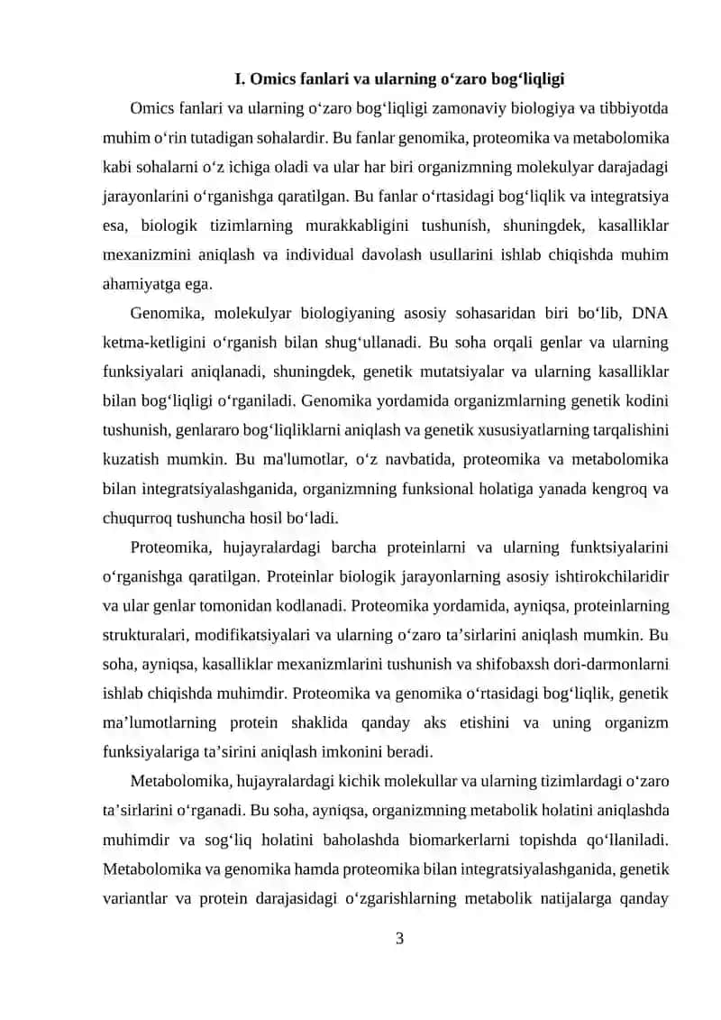 Omics fanlari va ularning o‘zaro bog‘liqligi 3