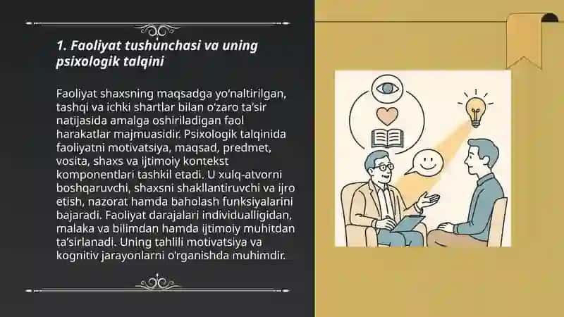 Faoliyatning psixologik talqini 3