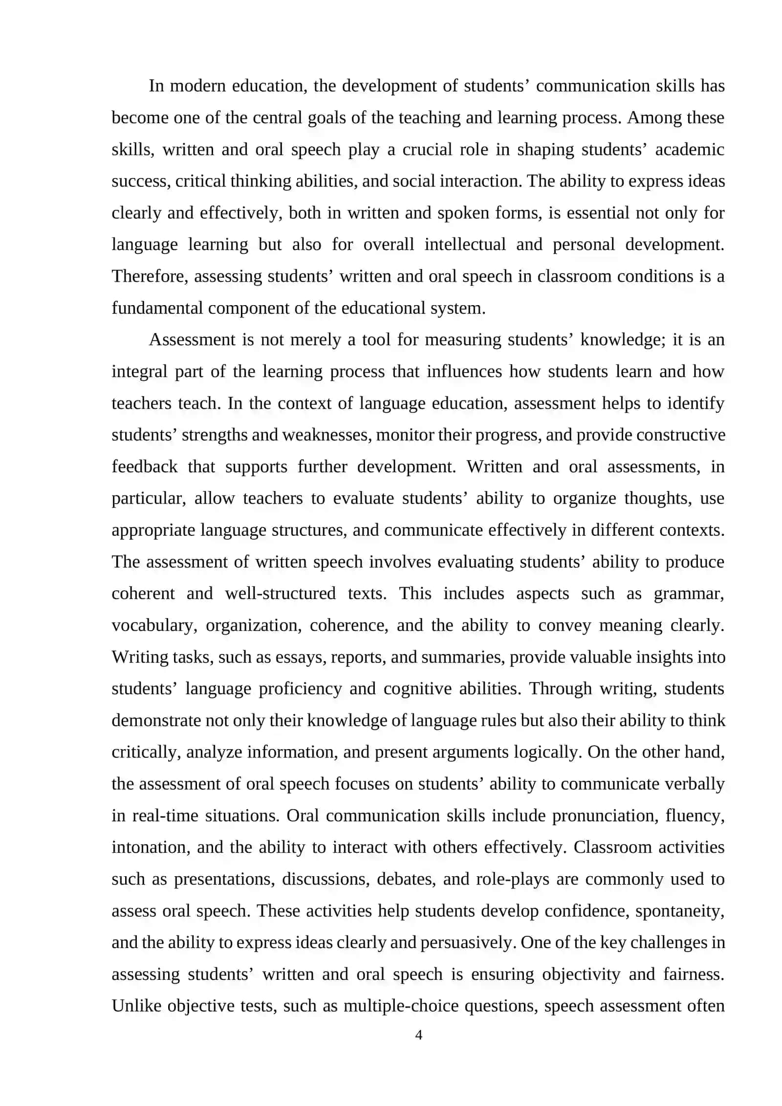 Assessment of students’ written and oral speech in classroom conditions 3