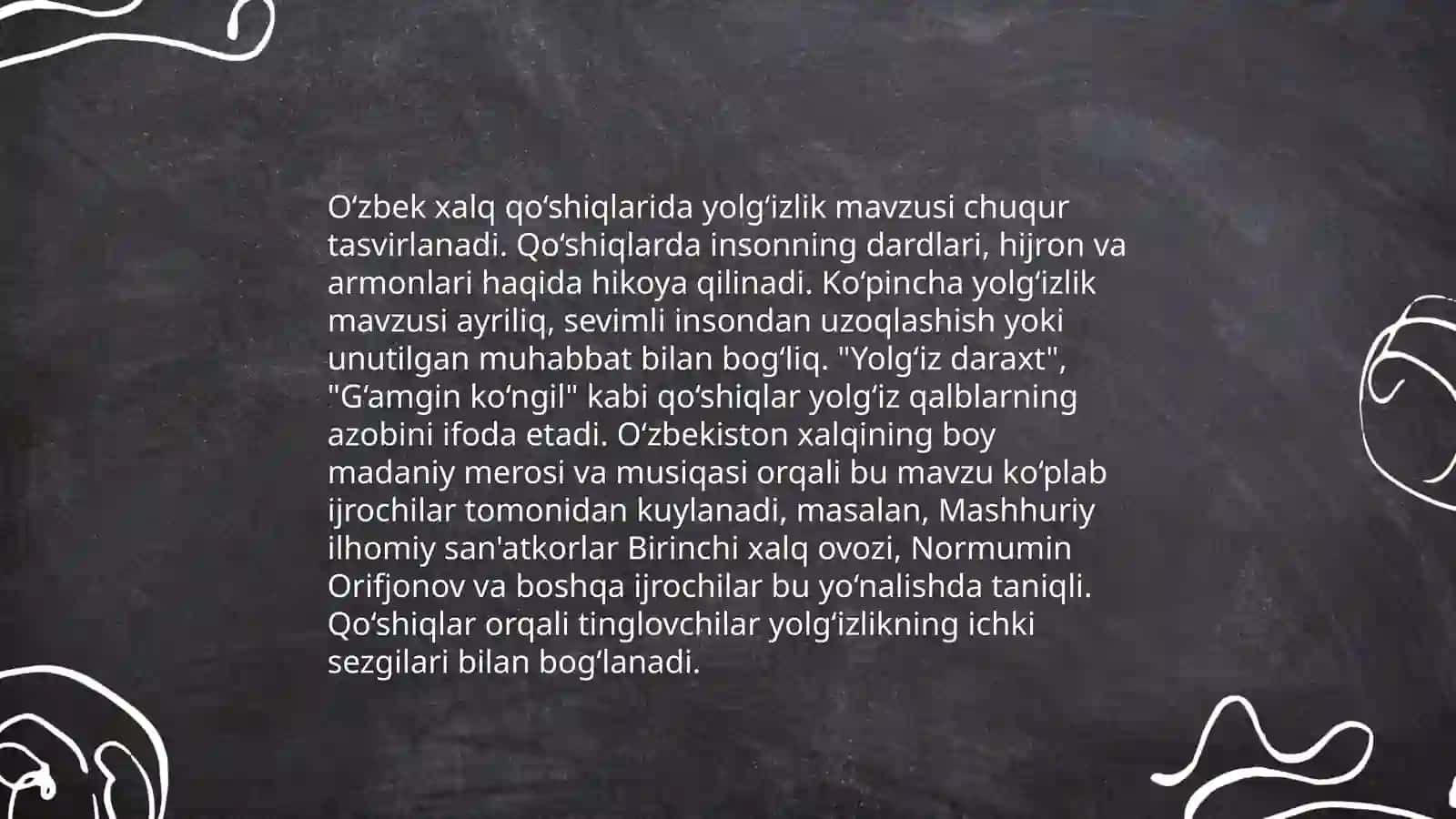 O‘zbek xalq qo‘shiqlarida yolg‘izlik mavzusi 3