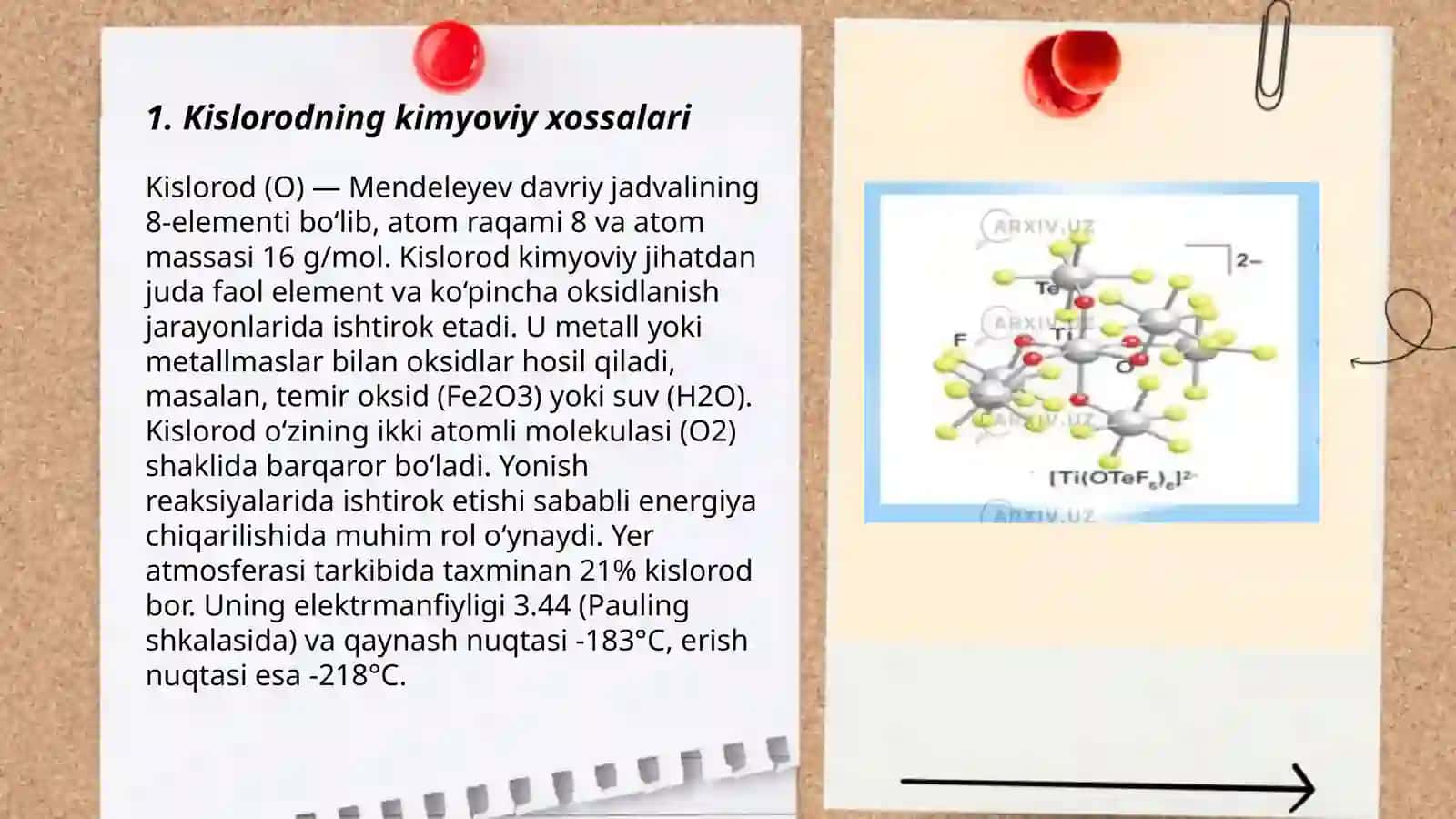 Kislorodning kimyoviy xossalari 3
