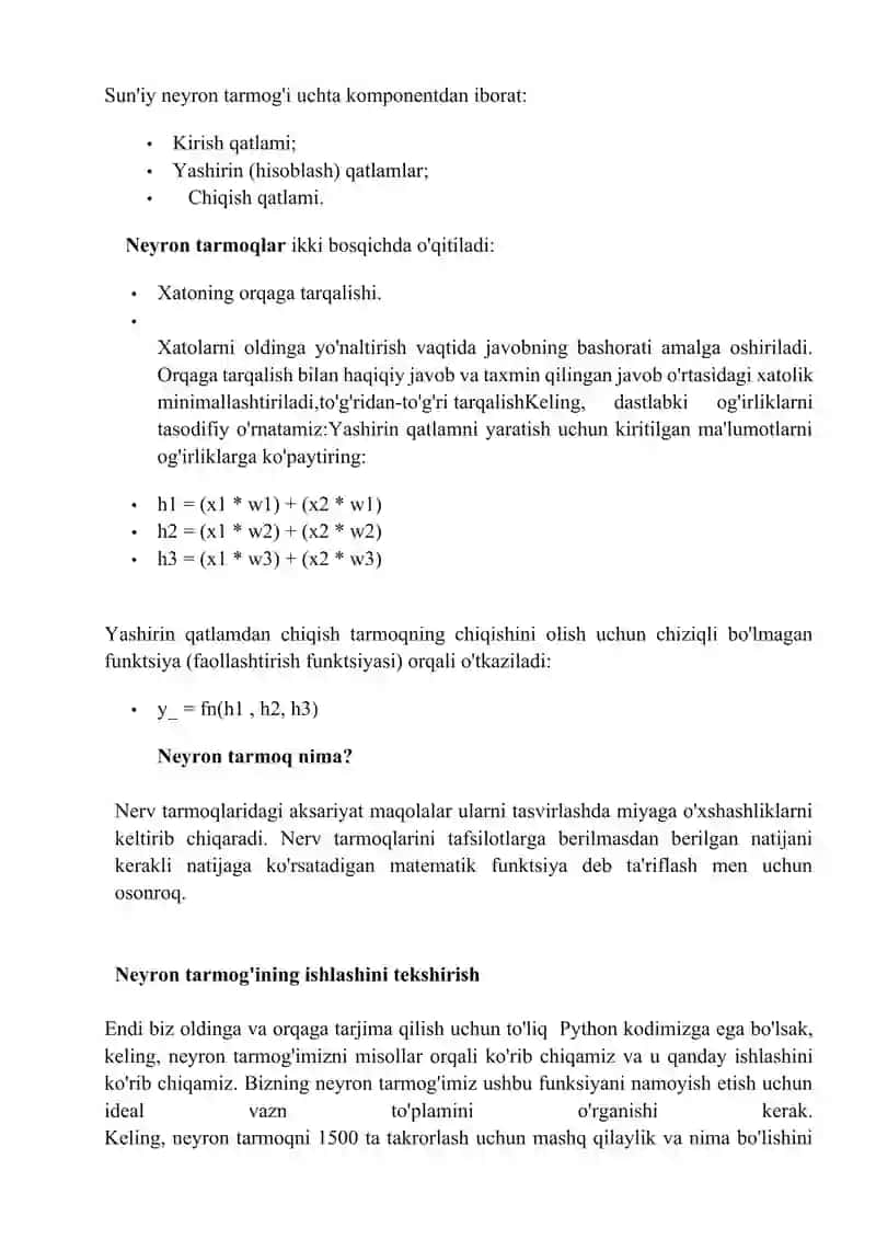 Neyron tarmoq texnologiyalari 3