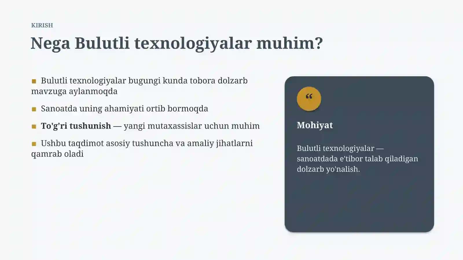 Bulutli texnologiyalar Tamoyillari va qoidalari 3