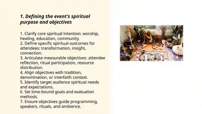 Organizing a spiritual event and presenting the event 3