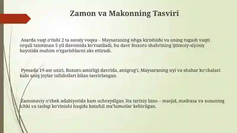 Maysaraning ishi dramasi tahlili 3