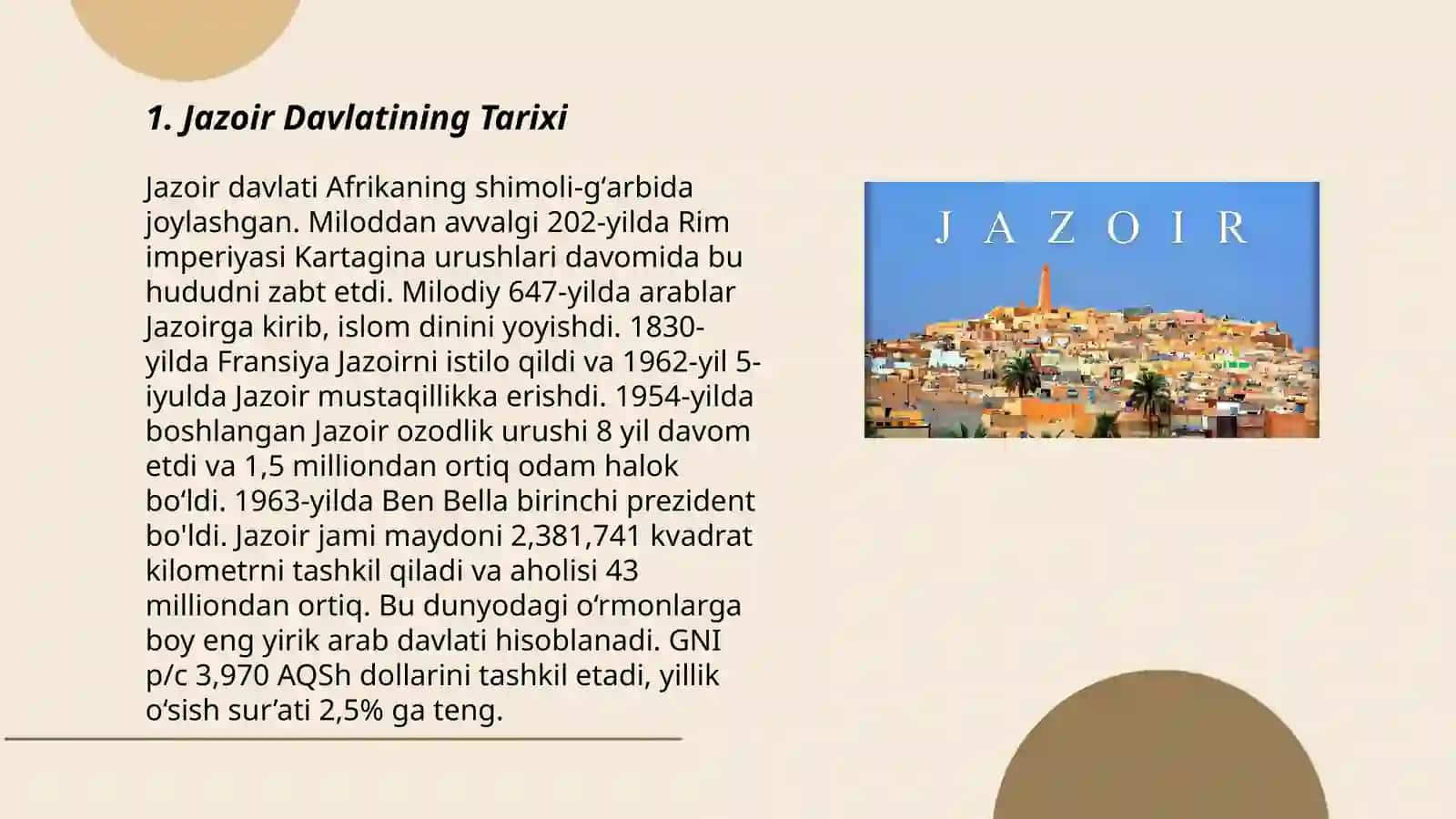 Jazoir Davlatining Tarixi 3