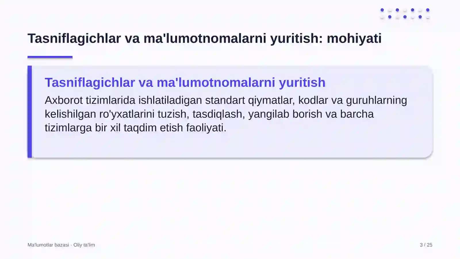 Ko'mir sanoatida tasniflagichlar va ma'lumotnomalarni yuritish 3