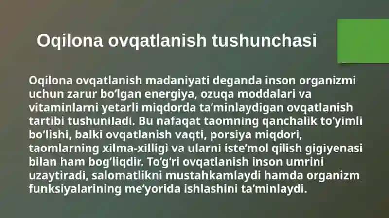 Oqilona ovqatlanish – zamonaviy dolzarb muammo ekanligi 3