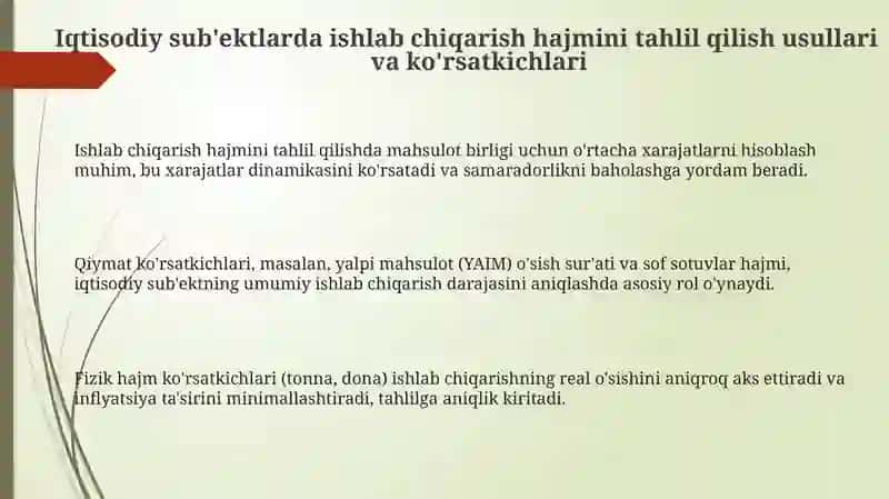 Ishlab chiqarish hajmini tahlil qilish 3