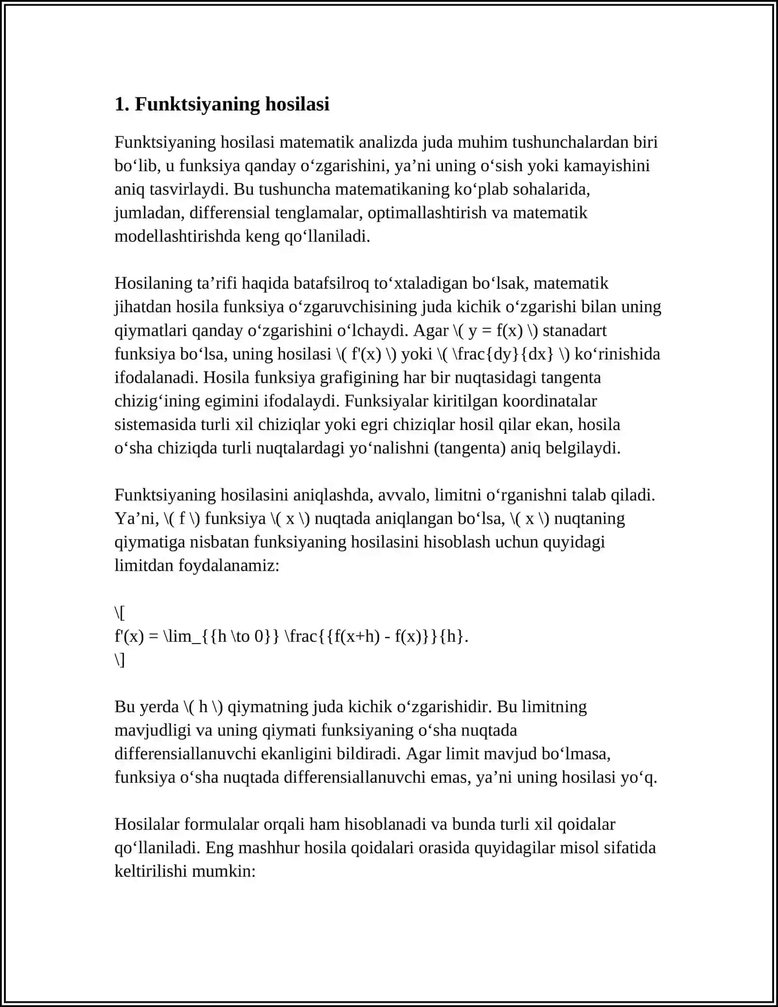 FUNKSIYA HOSILASI VA DIFFERENSIALI 3