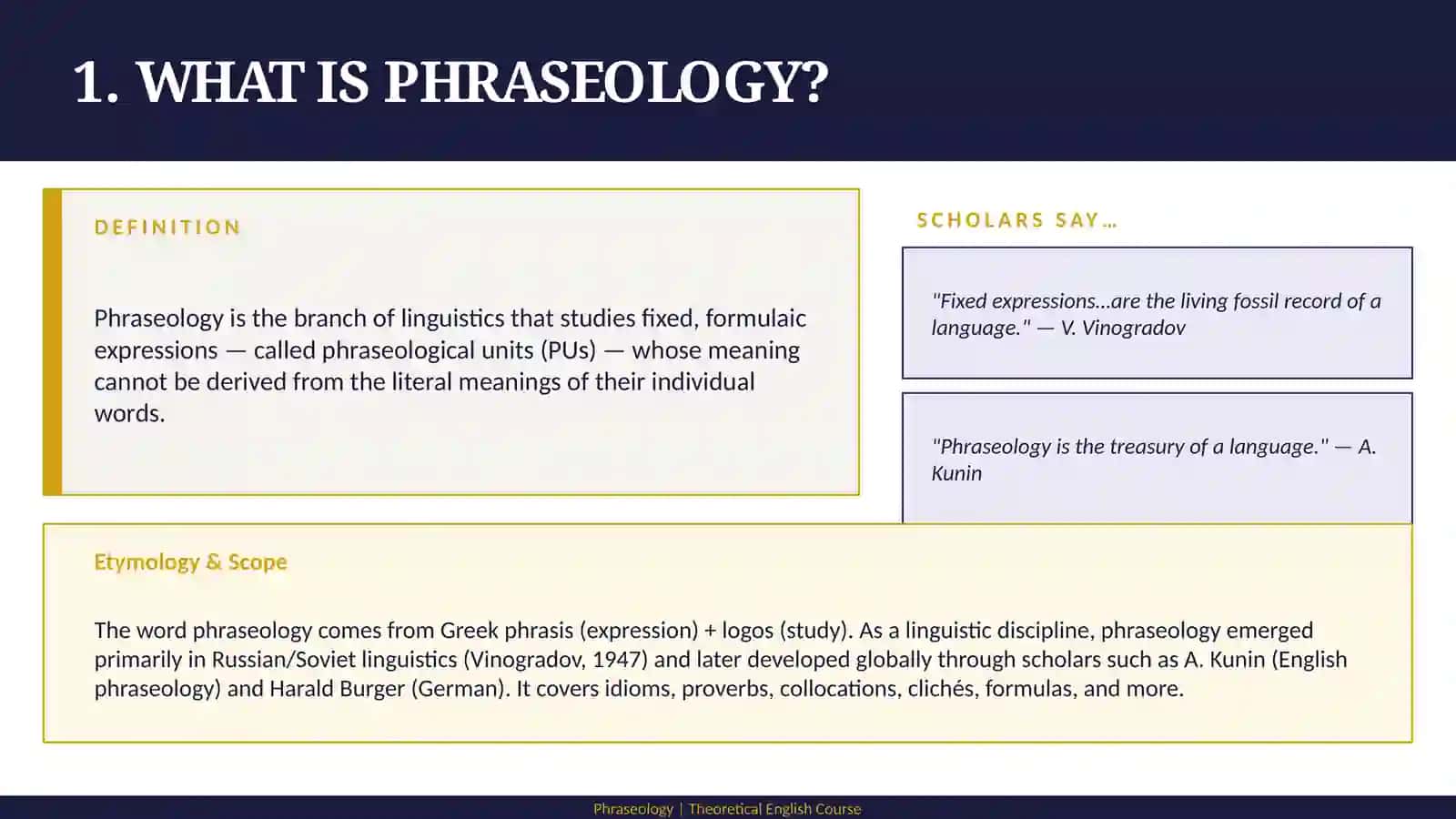 THEORETICAL ENGLISH COURSE — 4TH YEAR PHRASEOLOGY 3