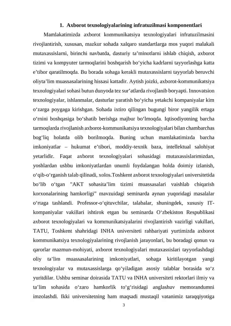 AXBOROT TEXNOLOGIYALARI INFRATUZILMASI 3