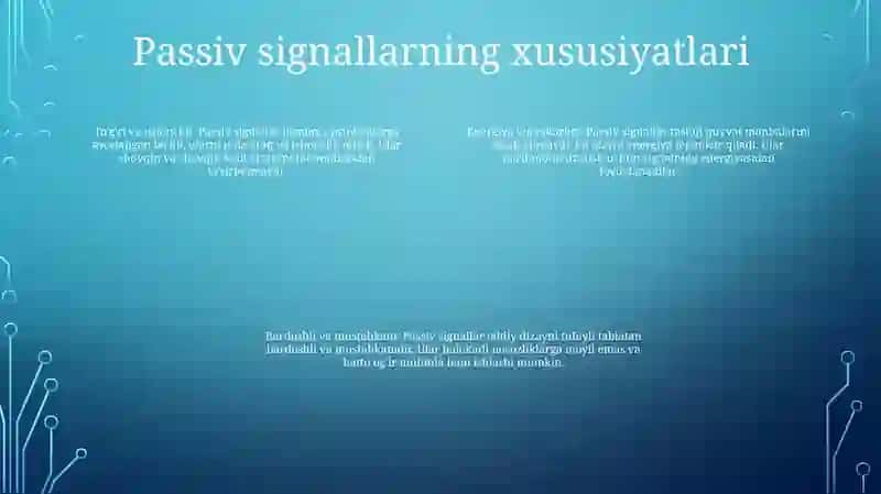 Passiv Signal Tushunchasi 3